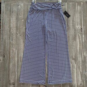 Robert Louis Pants Womens Size PL Navy White Geometric Wide Leg Nautical Palazzo